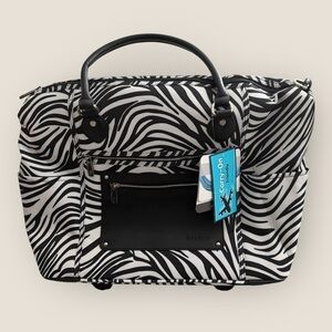 Calpak | Zanny Rolling Carry-On Tote | Zebra Print with Purple Interior | OS
